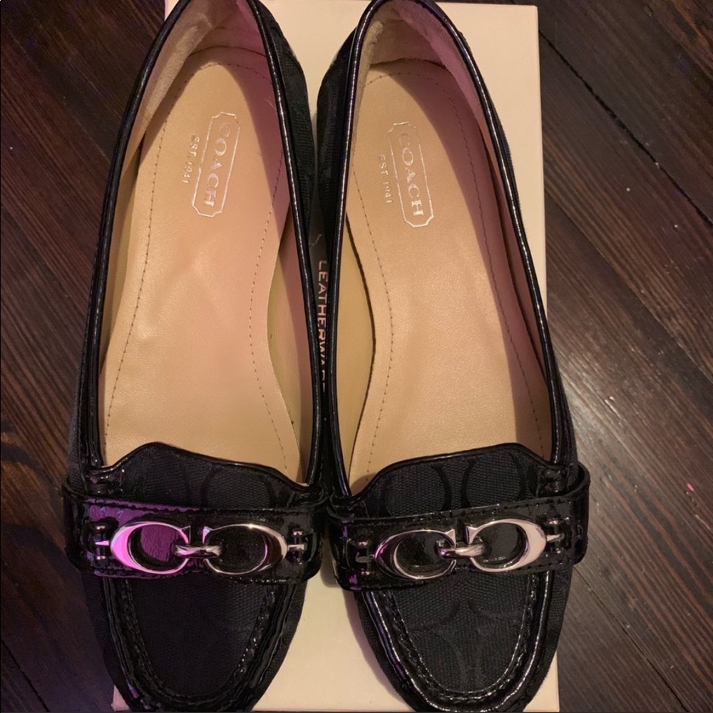 Coach Black Eloise Leather Loafers in Box